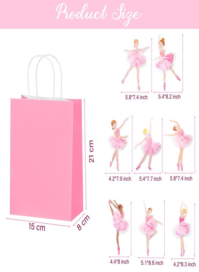 اوموني أكياس هدايا راقصة الباليه من أوموني، 12 قطعة، أكياس هدايا لحفلات أعياد ميلاد راقصة الباليه، أكياس هدايا لحفلات استقبال المولود الجديد بطابع رقص الباليه - Image 4